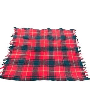 OTTAWA VALLEY WOOLENS Wool Tartan Plaid Throw Blanket Orange Green